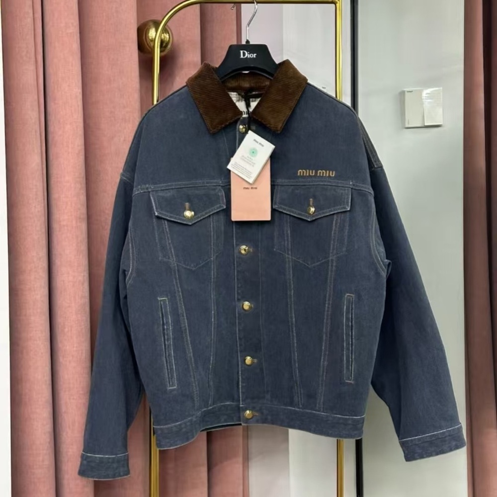 Miu Miu Navy Jacket with Chocolate Collar